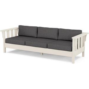Martha Stewart by POLYWOOD® Acadia Deep Seating Sofa in Slate Grey/Natural Linen(Sand / Ash Charcoal)