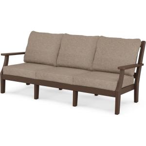 Martha Stewart by POLYWOOD® Chinoiserie Deep Seating Sofa in White/Glacier Spa(Mahogany / Spiced Burlap)
