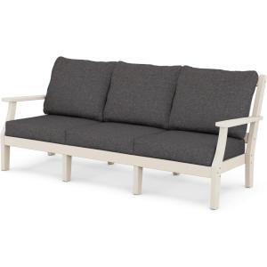 Martha Stewart by POLYWOOD® Chinoiserie Deep Seating Sofa in White/Glacier Spa(Sand / Ash Charcoal)