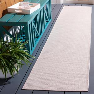 Martha Stewart x SAFAVIEH Outdoor Area Rug Collection – 6’5″ Round, Navy, Weather Resistant & Washable, Ideal for Patio, Backyard, Mudroom, Deck, Dining Space (MSR4490N)(Beige/Pink)