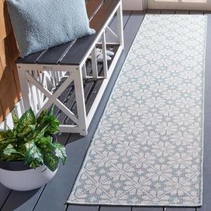 Martha Stewart x SAFAVIEH Outdoor Area Rug Collection – 8′ x 10′, Blue & Beige, Weather Resistant & Washable, Ideal for Patio, Backyard, Mudroom, Deck, Dining Space (MSR4491M)(Aqua)