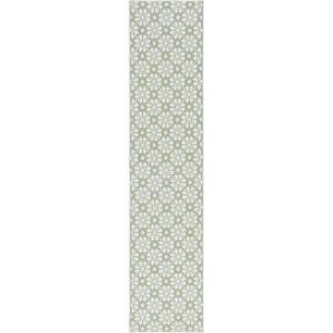 Martha Stewart x SAFAVIEH Outdoor Area Rug Collection – 8′ x 10′, Blue & Beige, Weather Resistant & Washable, Ideal for Patio, Backyard, Mudroom, Deck, Dining Space (MSR4491M)(Green/Ivory)