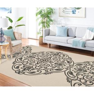 Martha Stewart x SAFAVIEH Outdoor Area Rug Collection – 8′ x 11’2″, Beach Grass, Weather Resistant & Washable, Ideal for Patio, Backyard, Mudroom, Deck, Dining Space (MSR4230)(Silhouette)