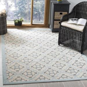 Martha Stewart x SAFAVIEH Outdoor Area Rug Collection – 8′ x 11’2″, Beige & Sweet Pea, Weather Resistant & Washable, Ideal for Patio, Backyard, Mudroom, Deck, Dining Space (MSR4262)(Yucca Plant)