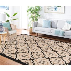Martha Stewart x SAFAVIEH Outdoor Area Rug Collection – 8′ x 11’2″, Beige & Sweet Pea, Weather Resistant & Washable, Ideal for Patio, Backyard, Mudroom, Deck, Dining Space (MSR4262)(Silhouette)