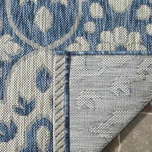 Martha Stewart x SAFAVIEH Outdoor Area Rug Collection – 8′ x 11’2″, Grey & Navy, Weather Resistant & Washable, Ideal for Patio, Backyard, Mudroom, Deck, Dining Space (MSR4115-36812)(Grey/Navy)