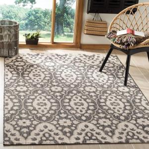 Martha Stewart x SAFAVIEH Outdoor Area Rug Collection – 8′ x 11’2″, Grey & Navy, Weather Resistant & Washable, Ideal for Patio, Backyard, Mudroom, Deck, Dining Space (MSR4115-36812)(Black/Beige)