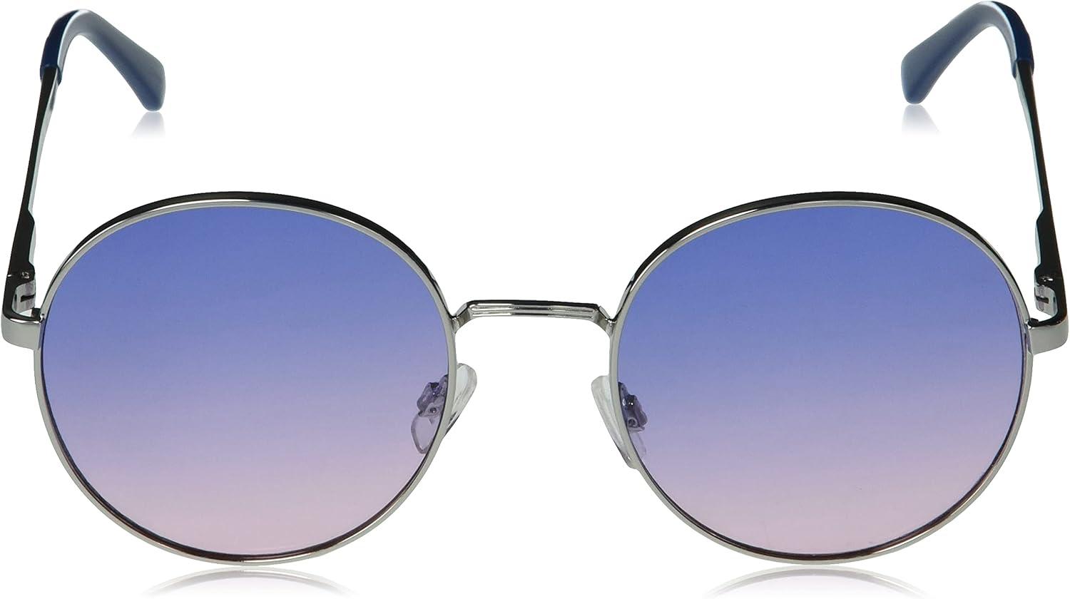 imageMARTHA STEWART Womens MS141 Vintage UV Protective Round Sunglasses Timeless Modern Gifts for Women 53 mmSilver and Blue