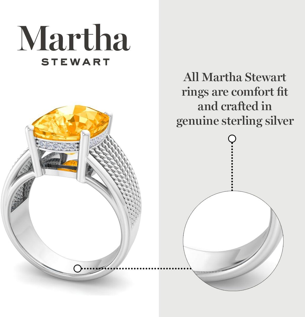 imageMartha Stewart 10 14 Carat Cushion Cut Gemstone Hidden Halo Ring with Lab Grown Diamonds in Sterling Silver Choose Your GemstoneCitrine
