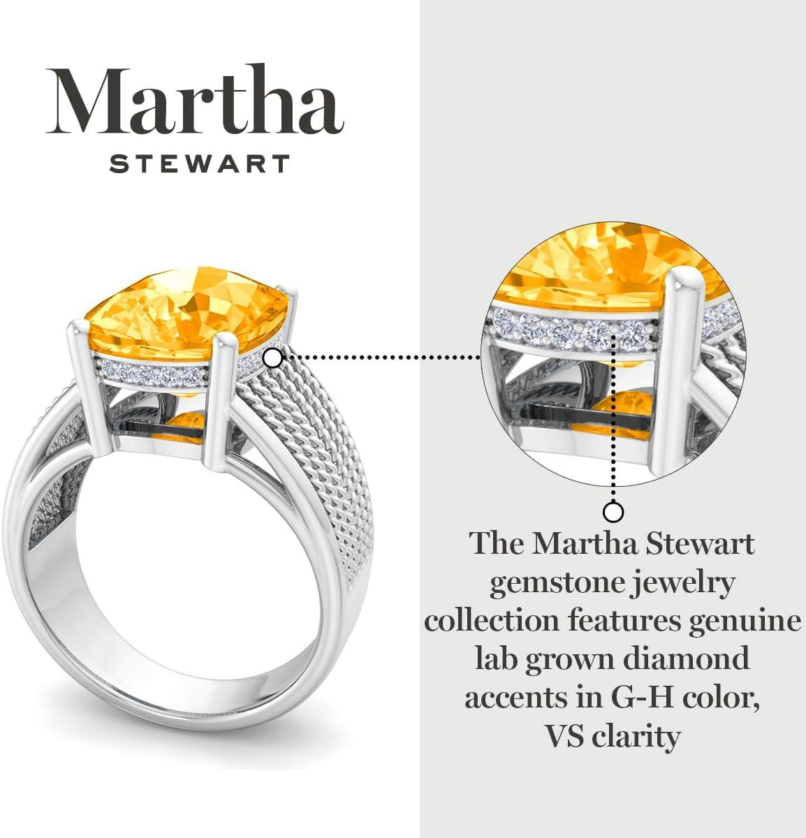 imageMartha Stewart 10 14 Carat Cushion Cut Gemstone Hidden Halo Ring with Lab Grown Diamonds in Sterling Silver Choose Your GemstoneCitrine