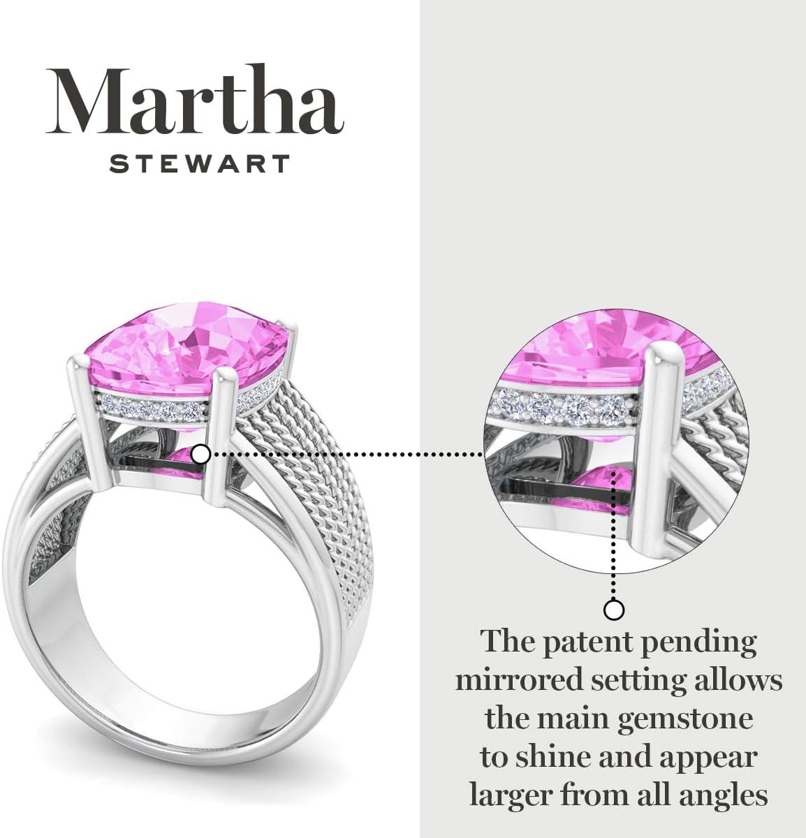 imageMartha Stewart 10 14 Carat Cushion Cut Gemstone Hidden Halo Ring with Lab Grown Diamonds in Sterling Silver Choose Your GemstonePink Sapphire