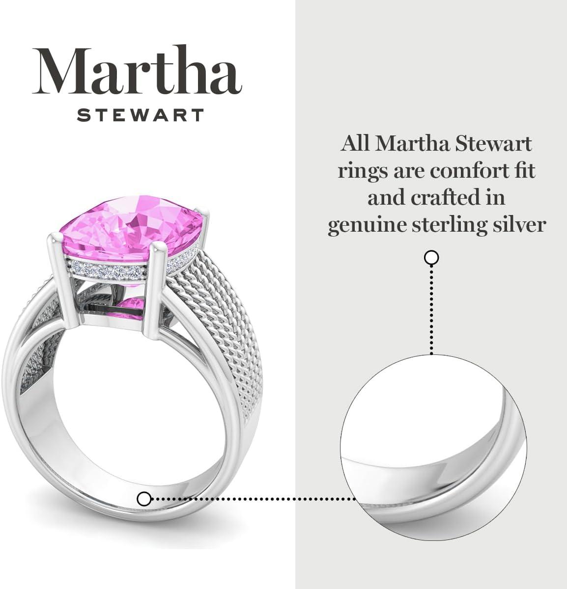 imageMartha Stewart 10 14 Carat Cushion Cut Gemstone Hidden Halo Ring with Lab Grown Diamonds in Sterling Silver Choose Your GemstonePink Sapphire