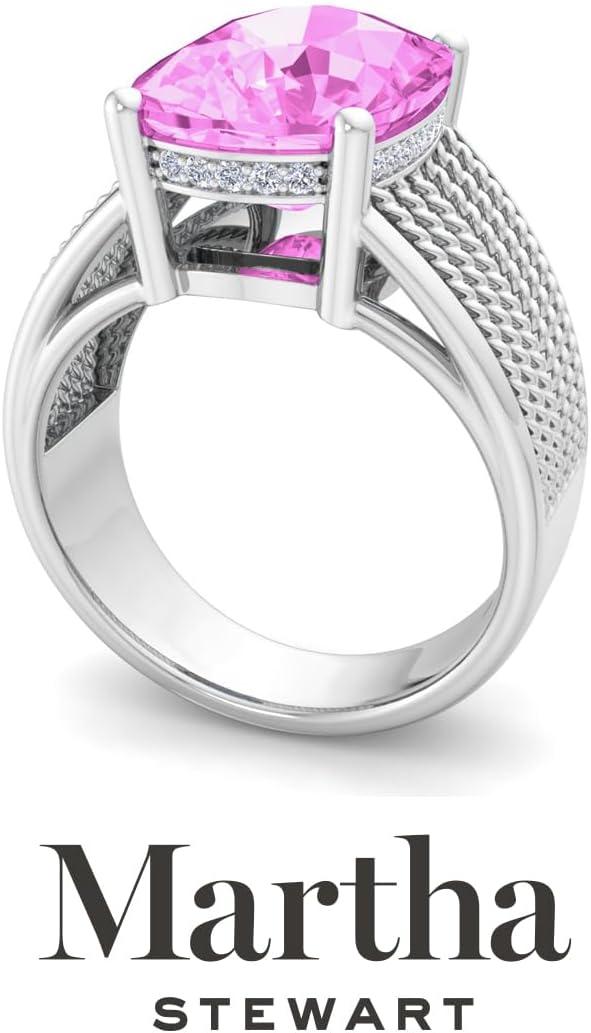 imageMartha Stewart 10 14 Carat Cushion Cut Gemstone Hidden Halo Ring with Lab Grown Diamonds in Sterling Silver Choose Your GemstonePink Sapphire