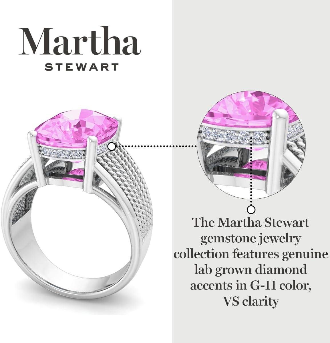 imageMartha Stewart 10 14 Carat Cushion Cut Gemstone Hidden Halo Ring with Lab Grown Diamonds in Sterling Silver Choose Your GemstonePink Sapphire