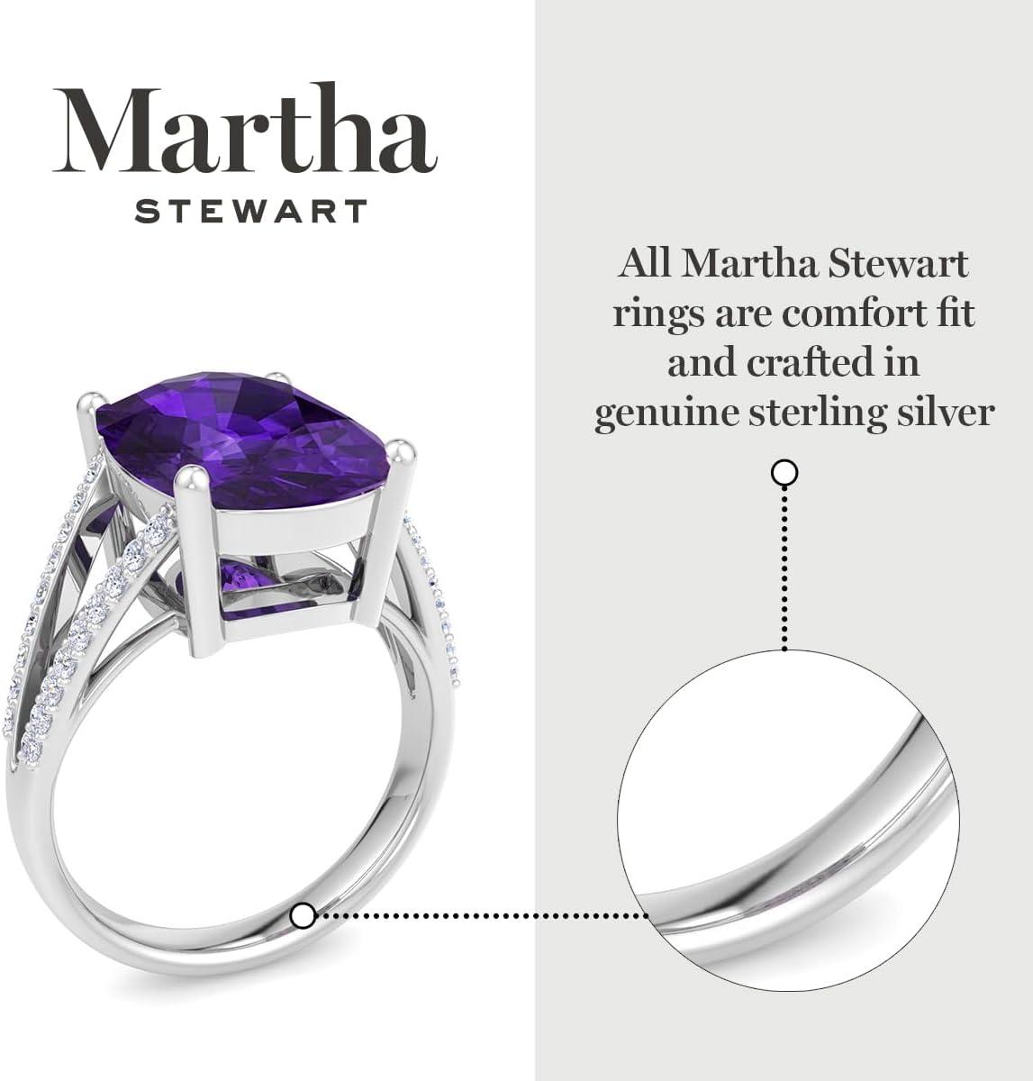imageMartha Stewart 10 14 Carat Cushion Cut Gemstone Ring with Lab Grown Diamonds in Sterling Silver Choose Your GemstoneAmethyst