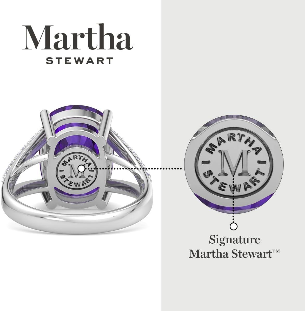 imageMartha Stewart 10 14 Carat Cushion Cut Gemstone Ring with Lab Grown Diamonds in Sterling Silver Choose Your GemstoneAmethyst