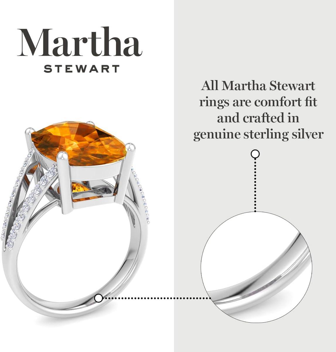 imageMartha Stewart 10 14 Carat Cushion Cut Gemstone Ring with Lab Grown Diamonds in Sterling Silver Choose Your GemstoneCitrine