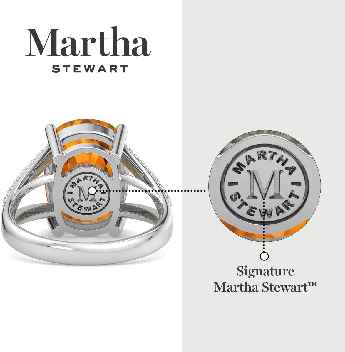 imageMartha Stewart 10 14 Carat Cushion Cut Gemstone Ring with Lab Grown Diamonds in Sterling Silver Choose Your GemstoneCitrine