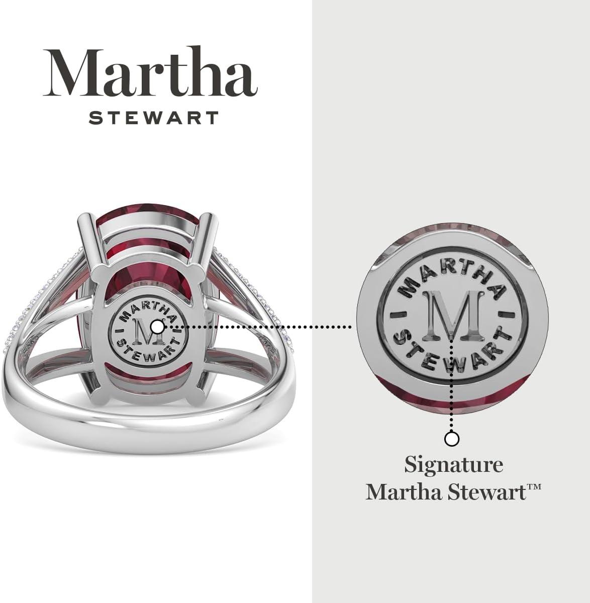 imageMartha Stewart 10 14 Carat Cushion Cut Gemstone Ring with Lab Grown Diamonds in Sterling Silver Choose Your GemstoneGarnet