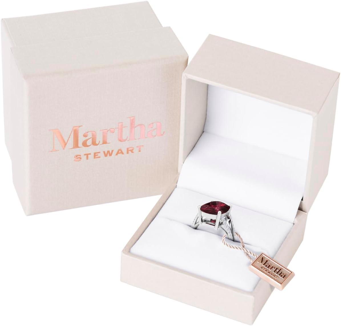 imageMartha Stewart 10 14 Carat Cushion Cut Gemstone Ring with Lab Grown Diamonds in Sterling Silver Choose Your GemstoneGarnet