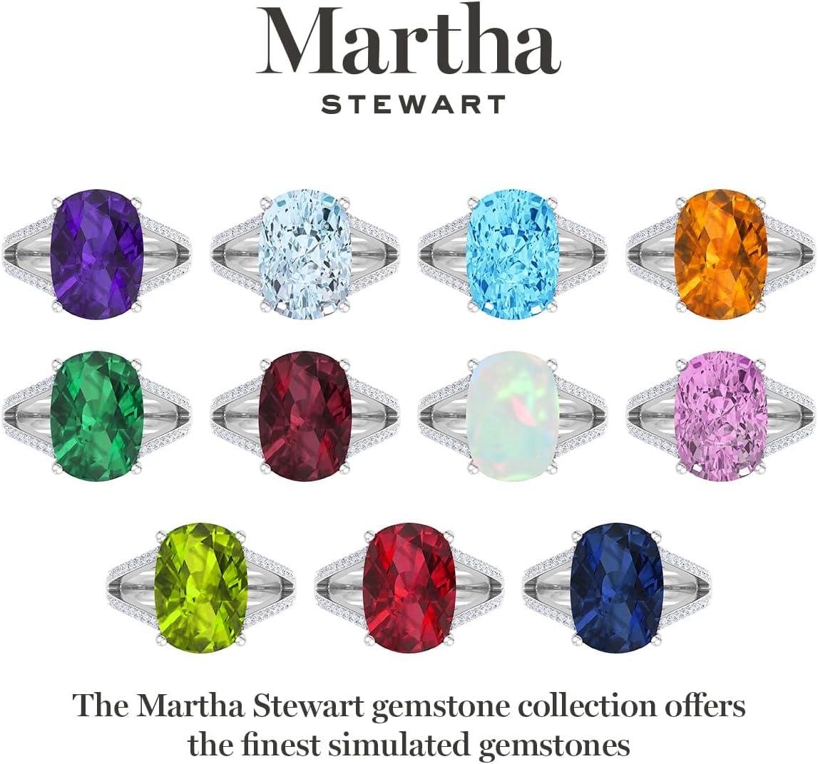imageMartha Stewart 10 14 Carat Cushion Cut Gemstone Ring with Lab Grown Diamonds in Sterling Silver Choose Your GemstoneGarnet