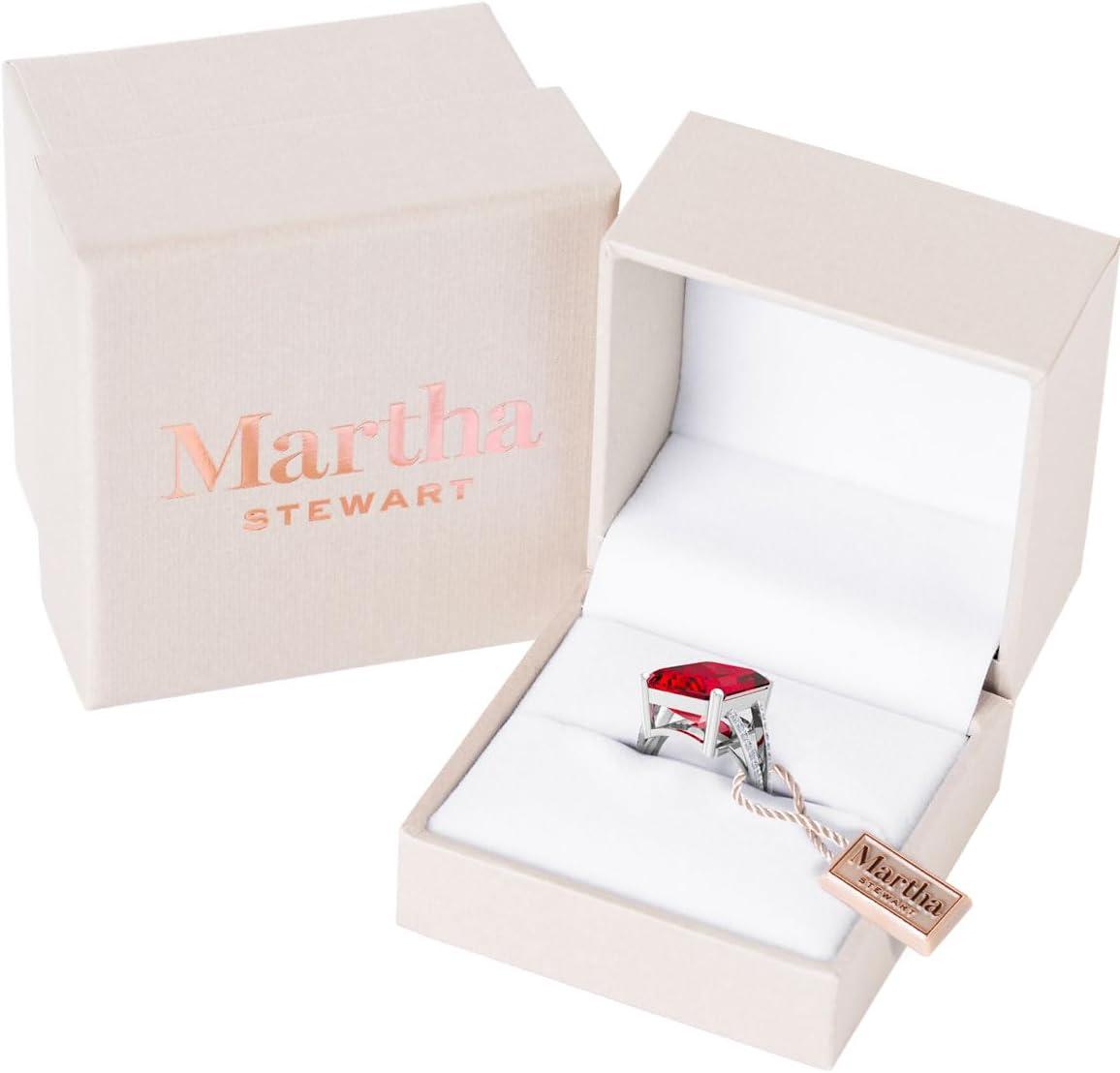 imageMartha Stewart 10 14 Carat Emerald Cut Gemstone Ring with Lab Grown Diamonds in Sterling Silver Choose Your GemstoneRuby