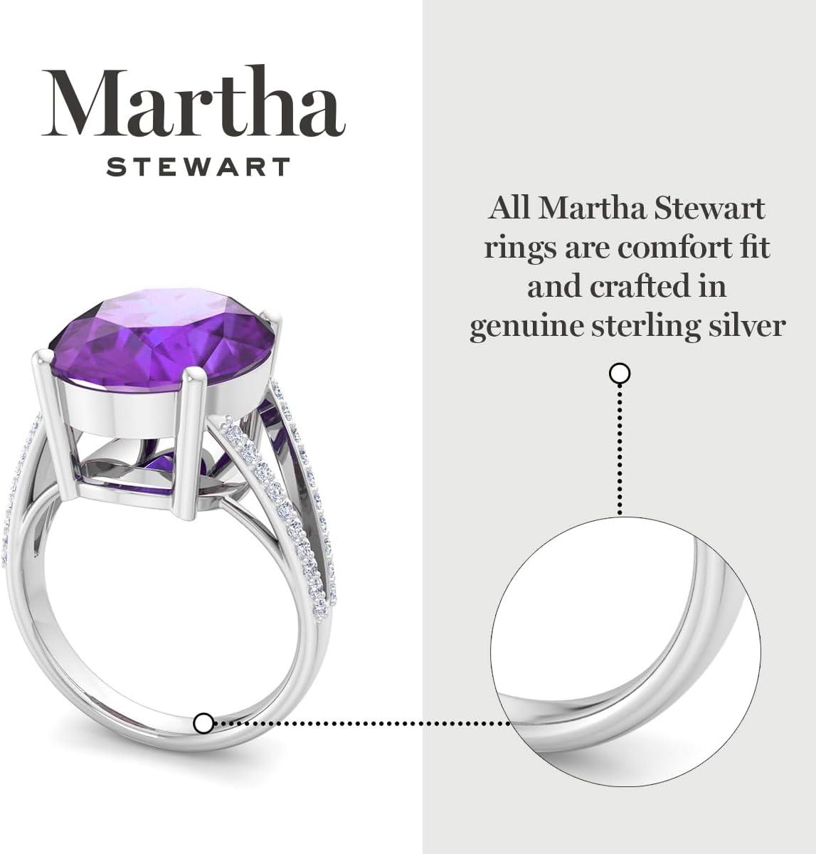 imageMartha Stewart 10 14 Carat Oval Shape Gemstone Ring with Lab Grown Diamonds in Sterling Silver ChoAmethyst