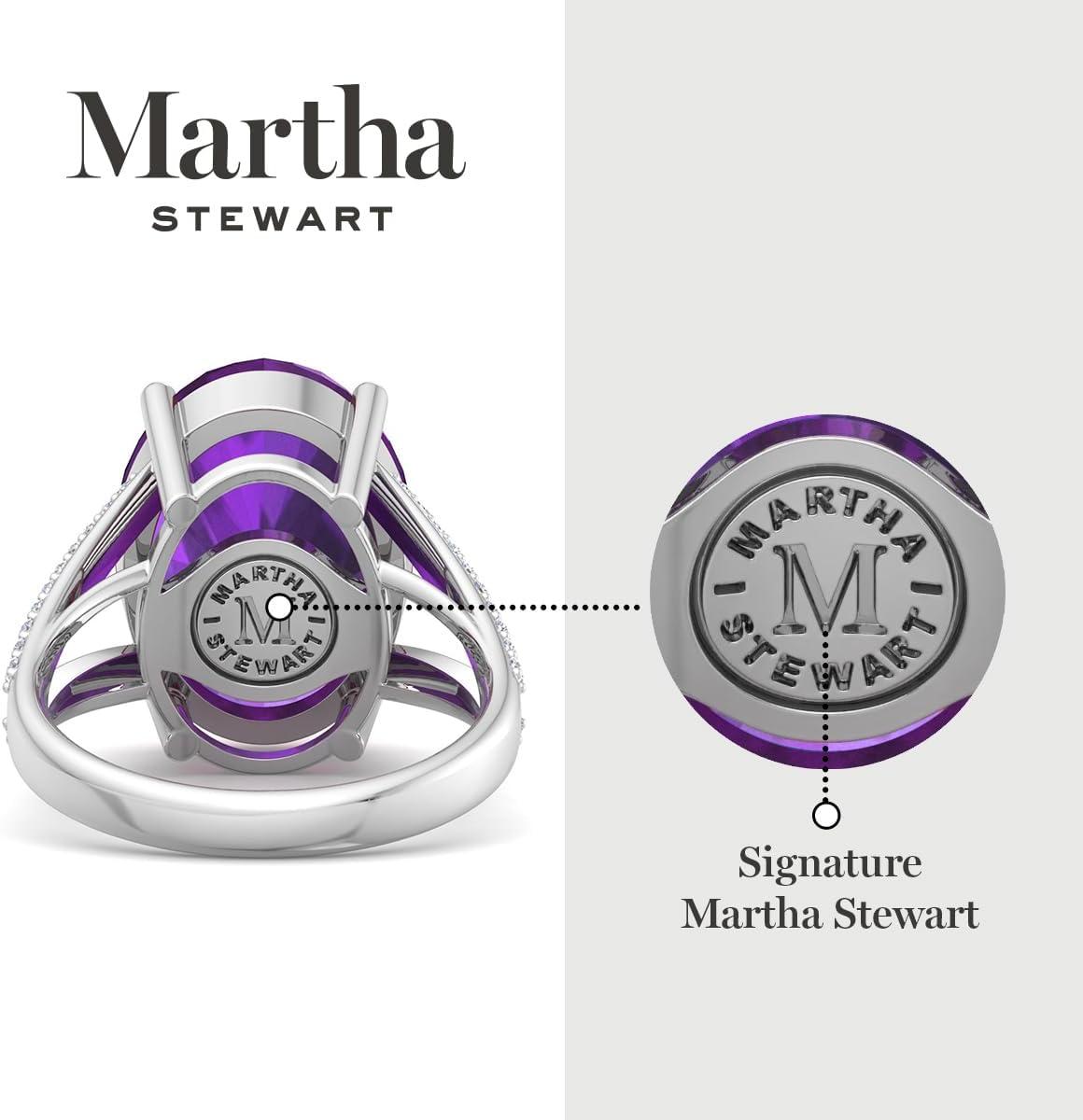 imageMartha Stewart 10 14 Carat Oval Shape Gemstone Ring with Lab Grown Diamonds in Sterling Silver ChoAmethyst