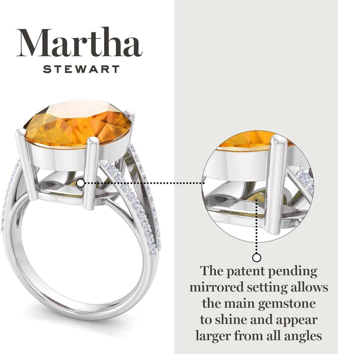 imageMartha Stewart 10 14 Carat Oval Shape Gemstone Ring with Lab Grown Diamonds in Sterling Silver ChoCitrine