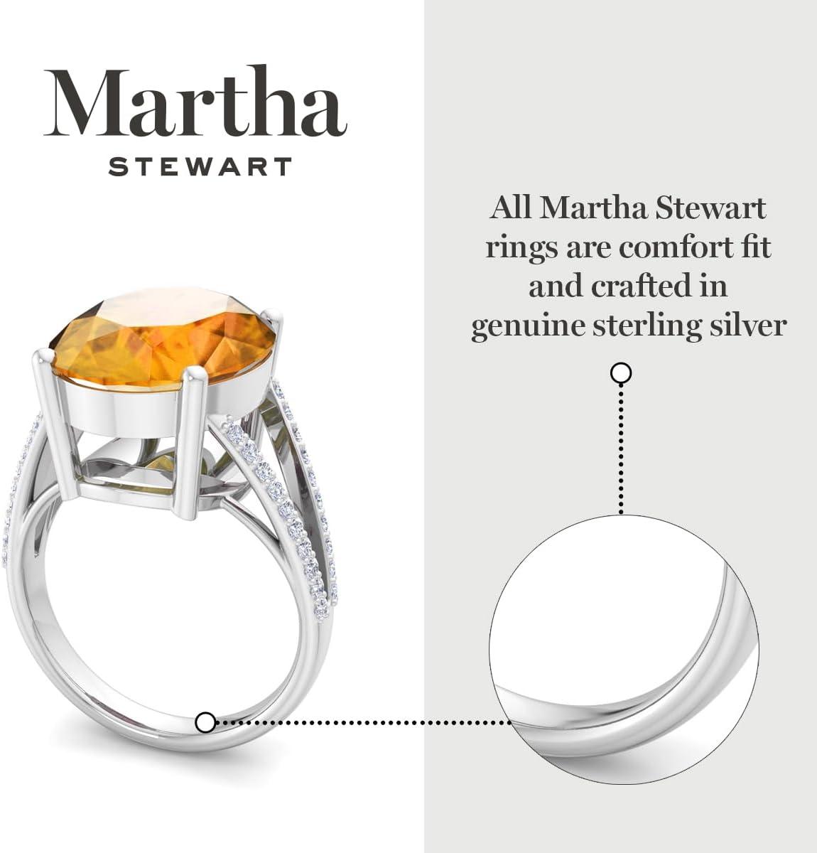 imageMartha Stewart 10 14 Carat Oval Shape Gemstone Ring with Lab Grown Diamonds in Sterling Silver ChoCitrine