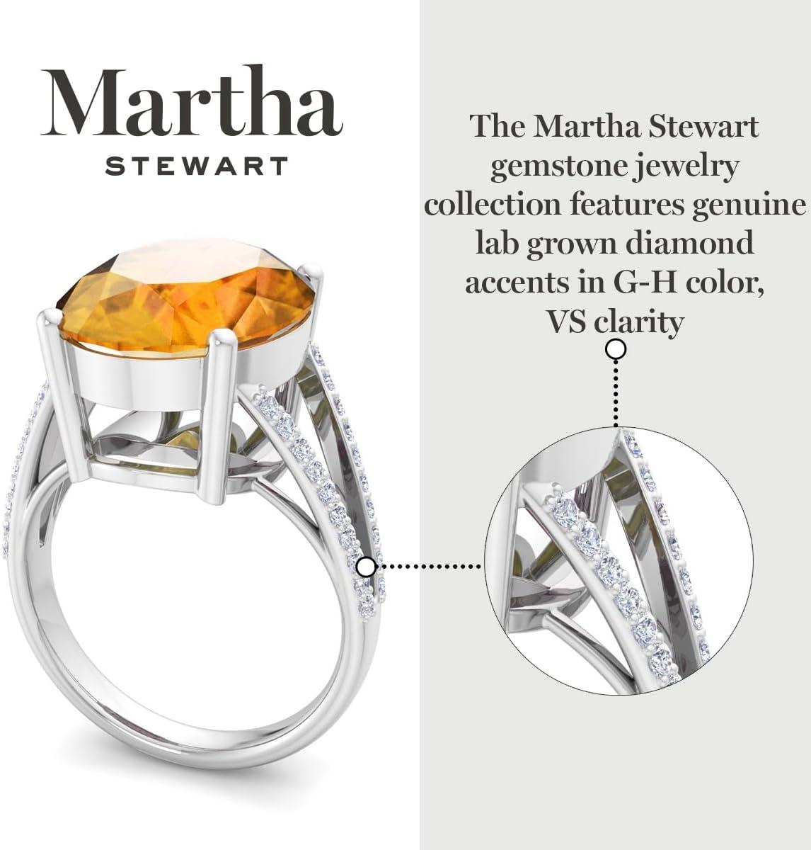 imageMartha Stewart 10 14 Carat Oval Shape Gemstone Ring with Lab Grown Diamonds in Sterling Silver ChoCitrine
