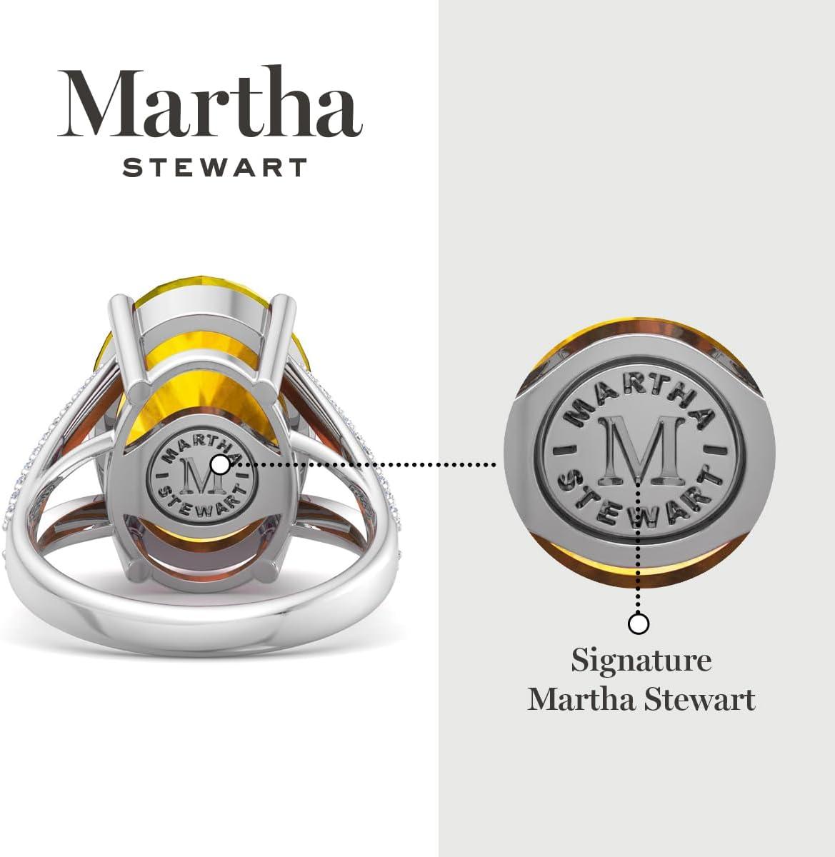 imageMartha Stewart 10 14 Carat Oval Shape Gemstone Ring with Lab Grown Diamonds in Sterling Silver ChoCitrine