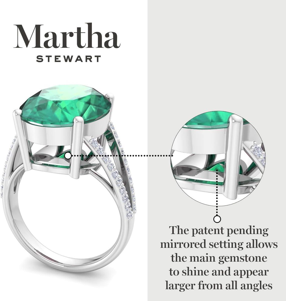 imageMartha Stewart 10 14 Carat Oval Shape Gemstone Ring with Lab Grown Diamonds in Sterling Silver ChoEmerald