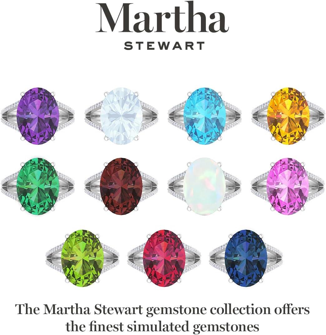 imageMartha Stewart 10 14 Carat Oval Shape Gemstone Ring with Lab Grown Diamonds in Sterling Silver ChoEmerald