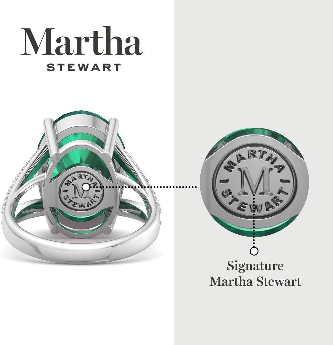 imageMartha Stewart 10 14 Carat Oval Shape Gemstone Ring with Lab Grown Diamonds in Sterling Silver ChoEmerald