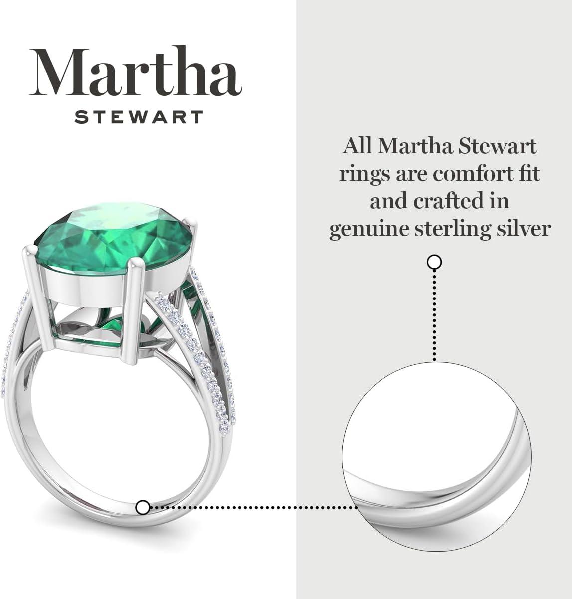 imageMartha Stewart 10 14 Carat Oval Shape Gemstone Ring with Lab Grown Diamonds in Sterling Silver ChoEmerald