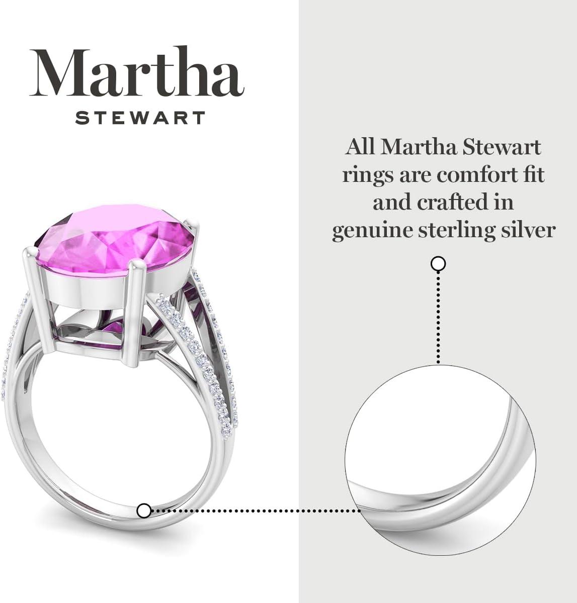 imageMartha Stewart 10 14 Carat Oval Shape Gemstone Ring with Lab Grown Diamonds in Sterling Silver ChoPink Sapphire