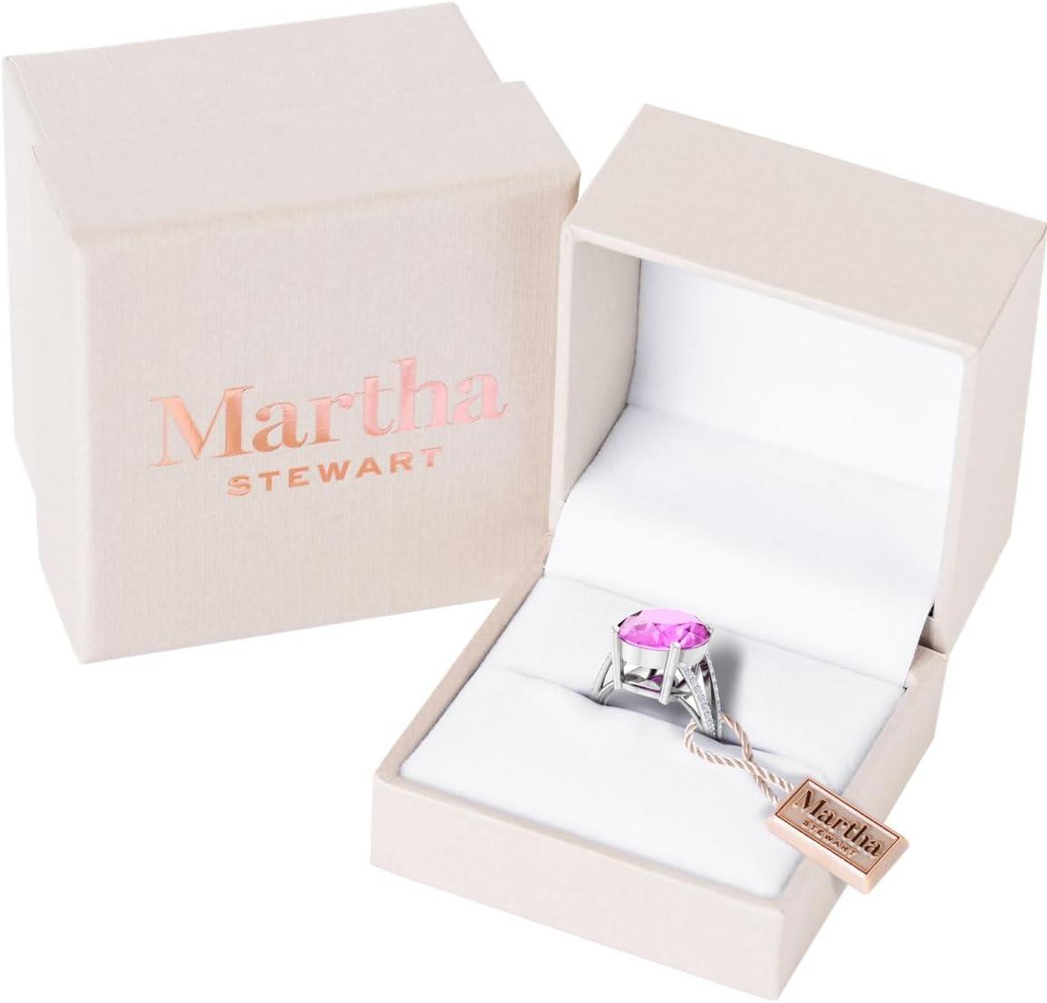 imageMartha Stewart 10 14 Carat Oval Shape Gemstone Ring with Lab Grown Diamonds in Sterling Silver ChoPink Sapphire
