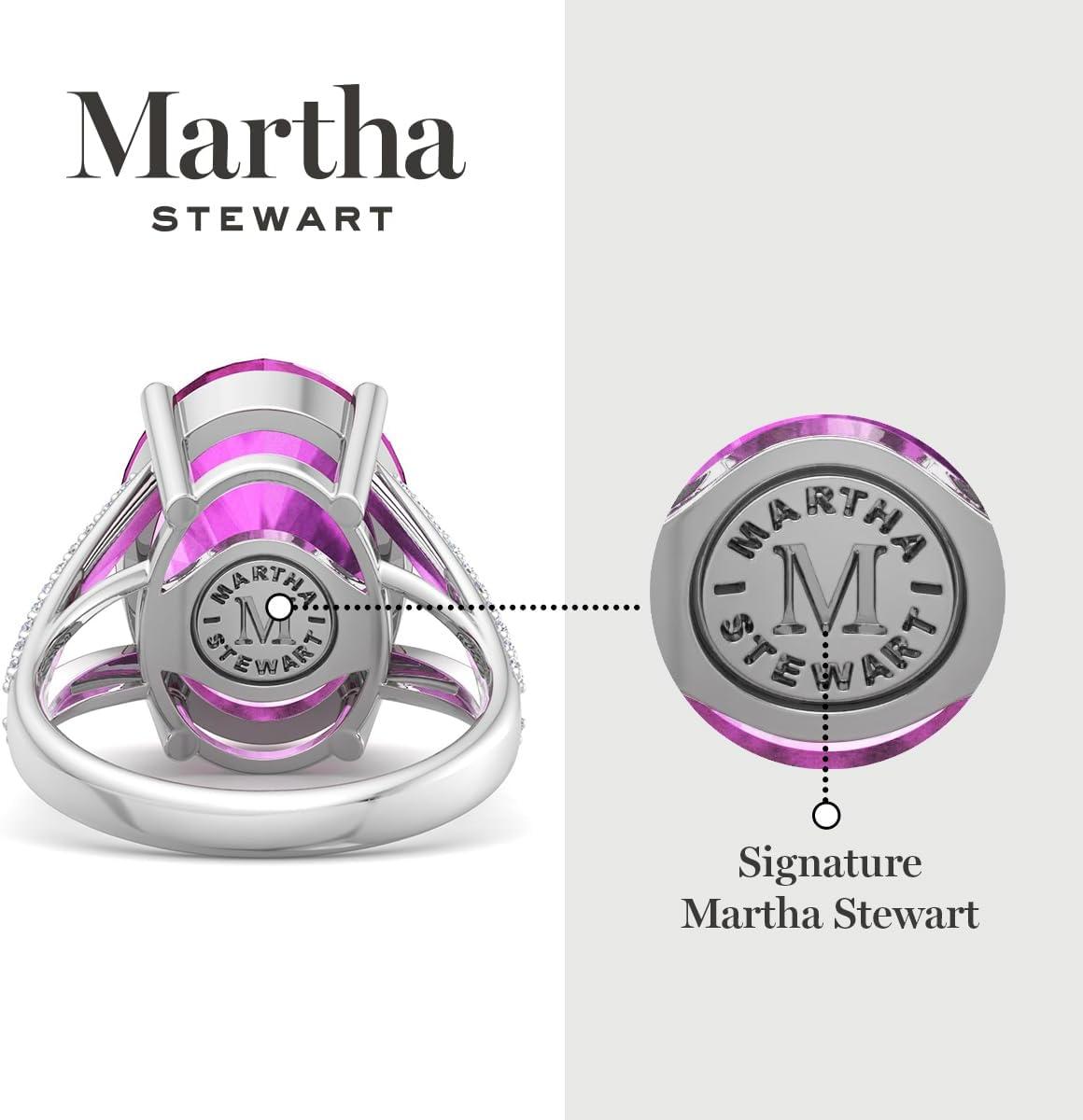 imageMartha Stewart 10 14 Carat Oval Shape Gemstone Ring with Lab Grown Diamonds in Sterling Silver ChoPink Sapphire