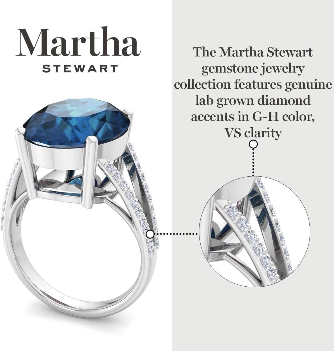 imageMartha Stewart 10 14 Carat Oval Shape Gemstone Ring with Lab Grown Diamonds in Sterling Silver ChoSapphire