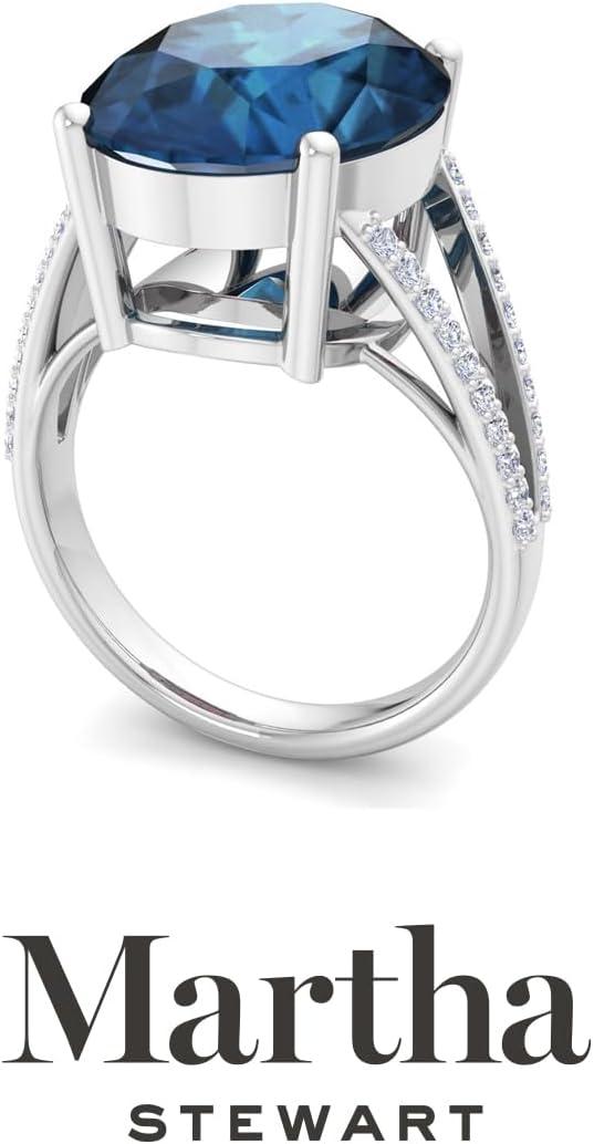 imageMartha Stewart 10 14 Carat Oval Shape Gemstone Ring with Lab Grown Diamonds in Sterling Silver ChoSapphire