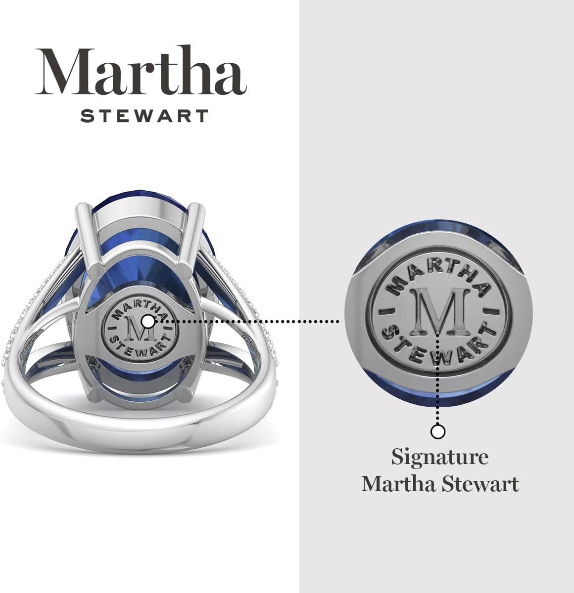 imageMartha Stewart 10 14 Carat Oval Shape Gemstone Ring with Lab Grown Diamonds in Sterling Silver ChoSapphire