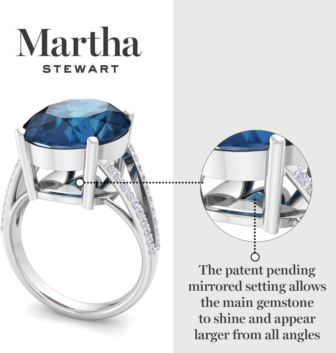 imageMartha Stewart 10 14 Carat Oval Shape Gemstone Ring with Lab Grown Diamonds in Sterling Silver ChoSapphire