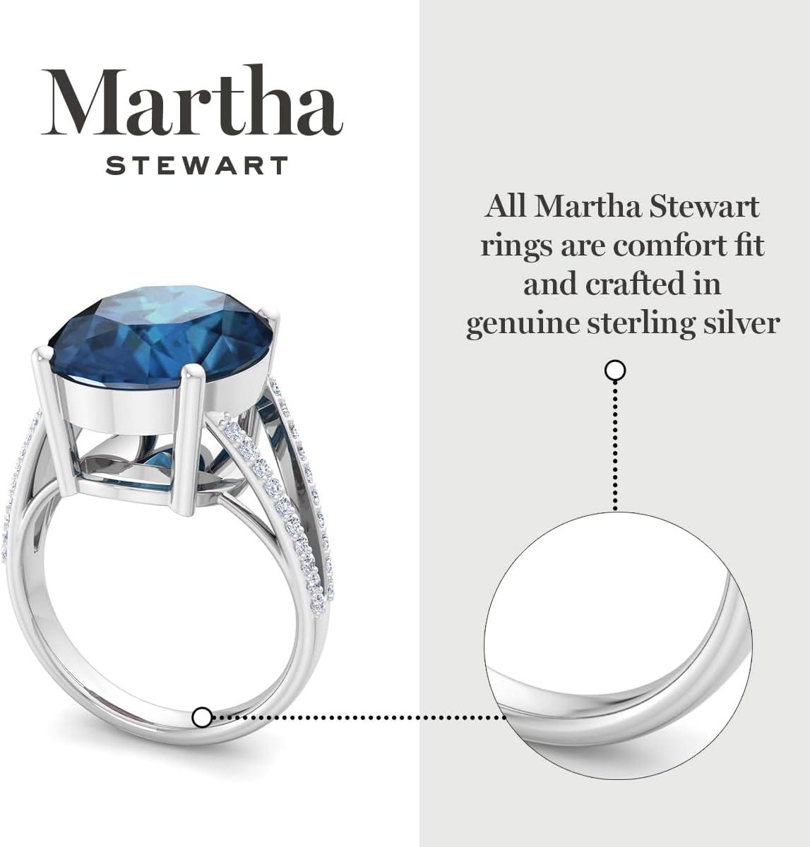 imageMartha Stewart 10 14 Carat Oval Shape Gemstone Ring with Lab Grown Diamonds in Sterling Silver ChoSapphire