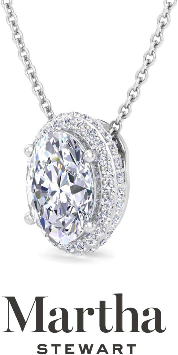 imageMartha Stewart 2 14 Carat Lab Grown Diamond Halo Necklace In 14 Karat Gold Lab Grown Diamond Necklace For Womenwhitegold