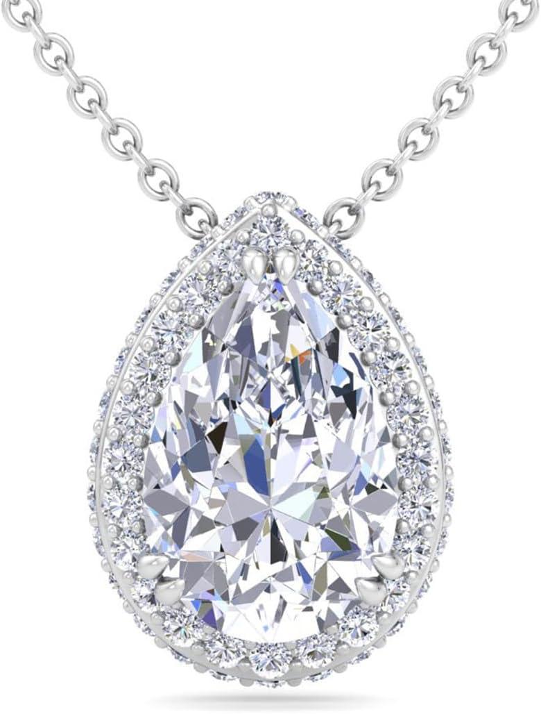 imageMartha Stewart 2 14 Carat Lab Grown Diamond Halo Necklace In 14 Karat Gold Lab Grown Diamond Necklace For Womenwhitegold