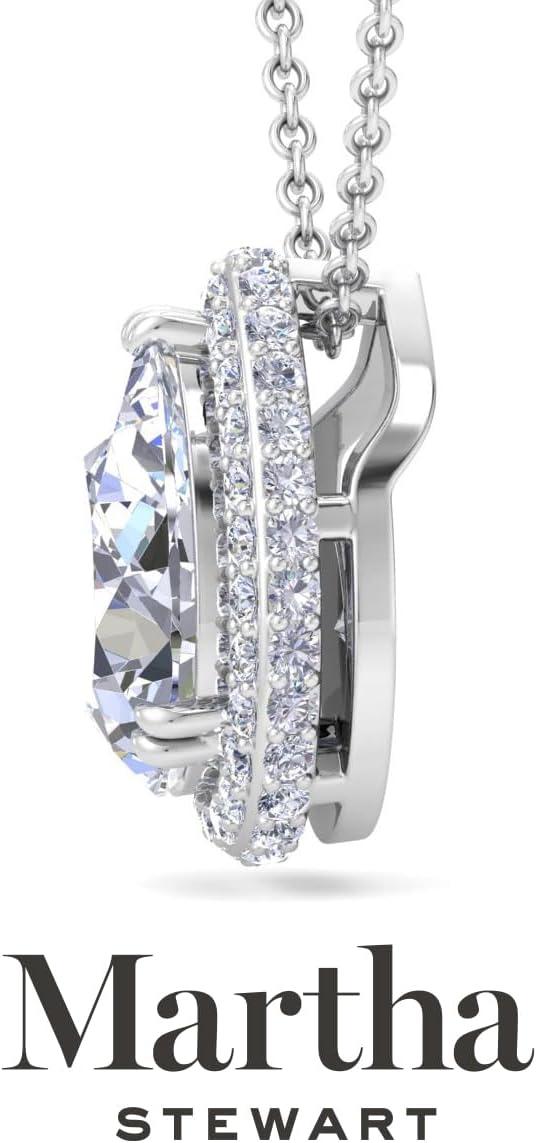 imageMartha Stewart 2 14 Carat Lab Grown Diamond Halo Necklace In 14 Karat Gold Lab Grown Diamond Necklace For Womenwhitegold