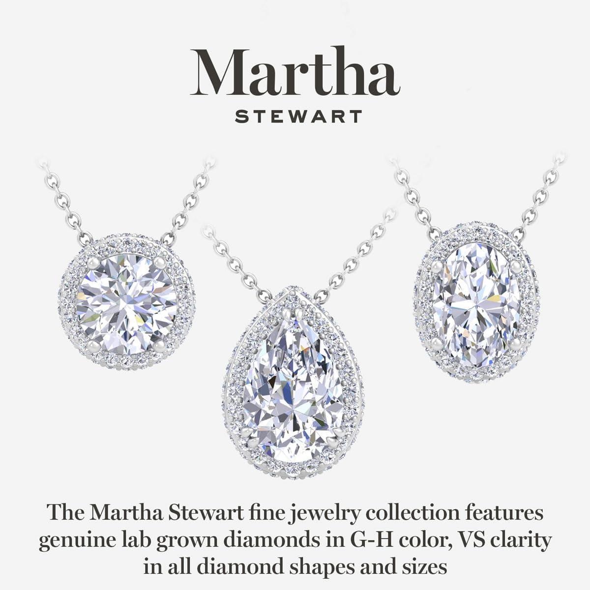 imageMartha Stewart 2 14 Carat Lab Grown Diamond Halo Necklace In 14 Karat Gold Lab Grown Diamond Necklace For Womenwhitegold