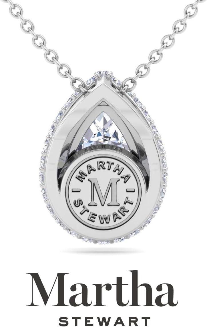 imageMartha Stewart 2 14 Carat Lab Grown Diamond Halo Necklace In 14 Karat Gold Lab Grown Diamond Necklace For Womenwhitegold
