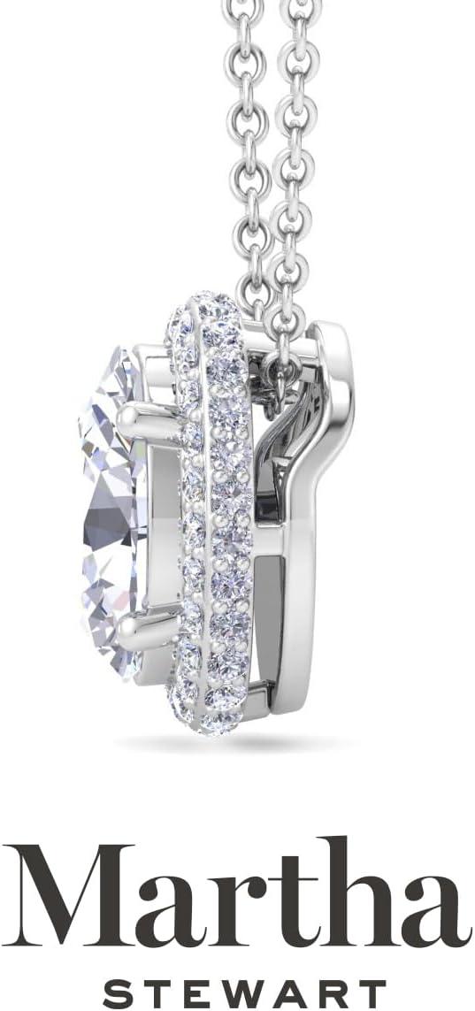 imageMartha Stewart 2 14 Carat Lab Grown Diamond Halo Necklace In 14 Karat Gold Lab Grown Diamond Necklace For Womenwhitegold